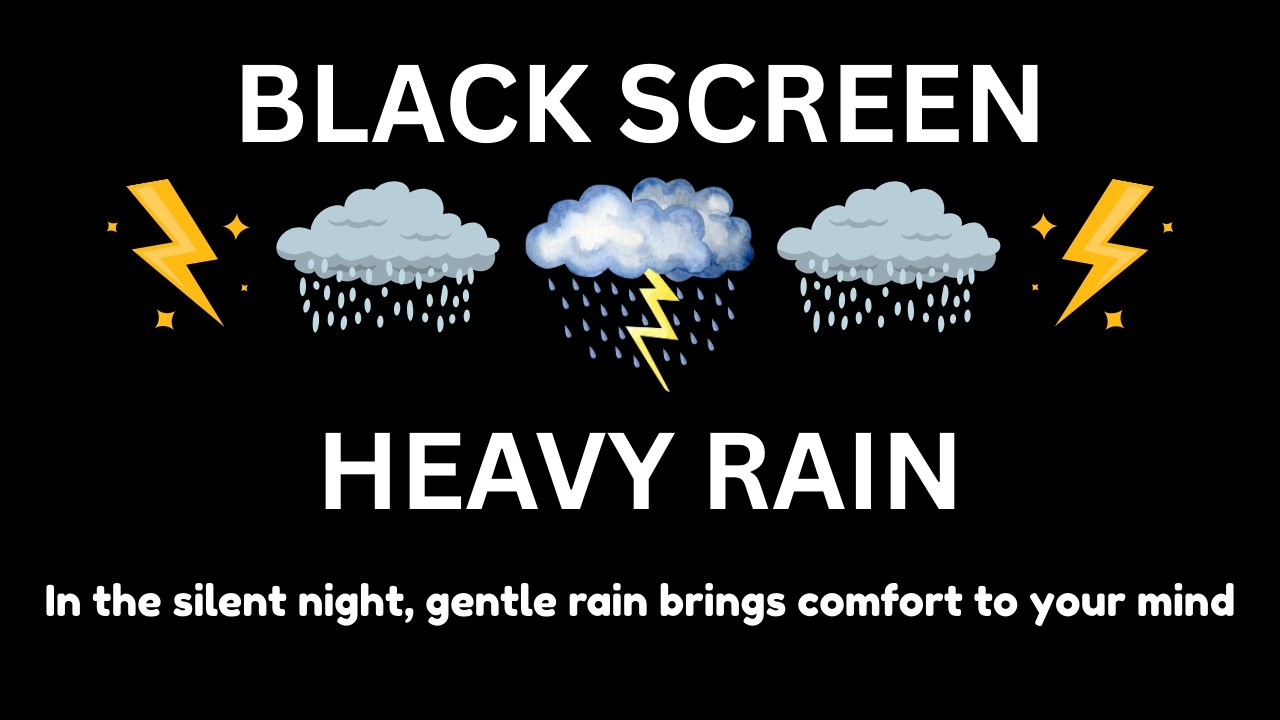 Calming Night Rain & Rolling Thunder | BLACK SCREEN | Sleep Deep Tonight