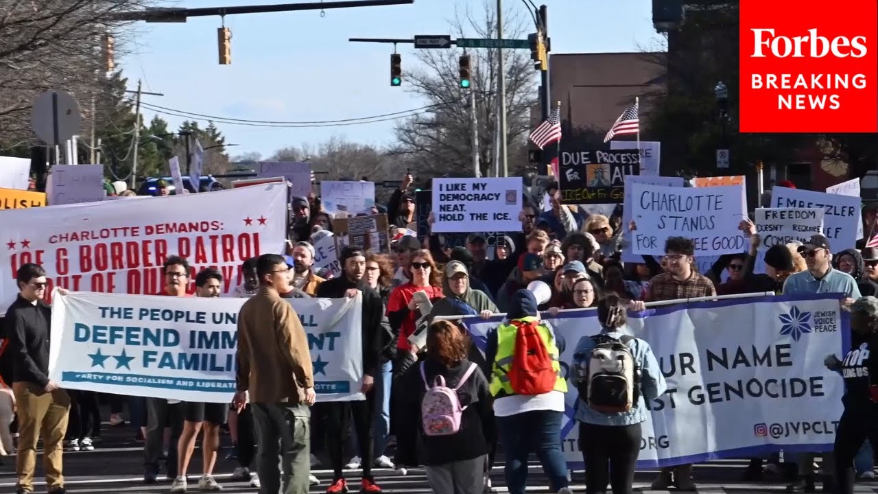 Protesters Stage Anti-ICE Demonstration In Charlotte, North Carolina In Wake Of Renee Good Killing