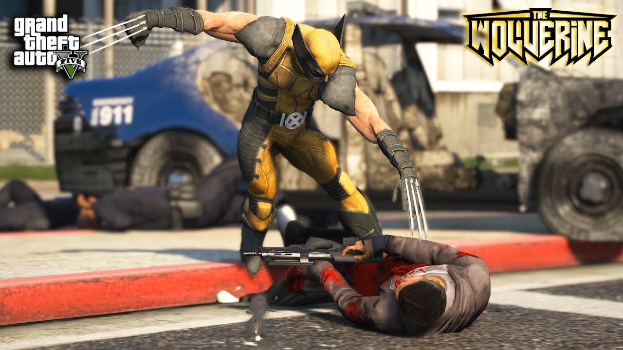 GTA 5 Wolverine Fighting los Santos Criminals || GTA 5 Mods