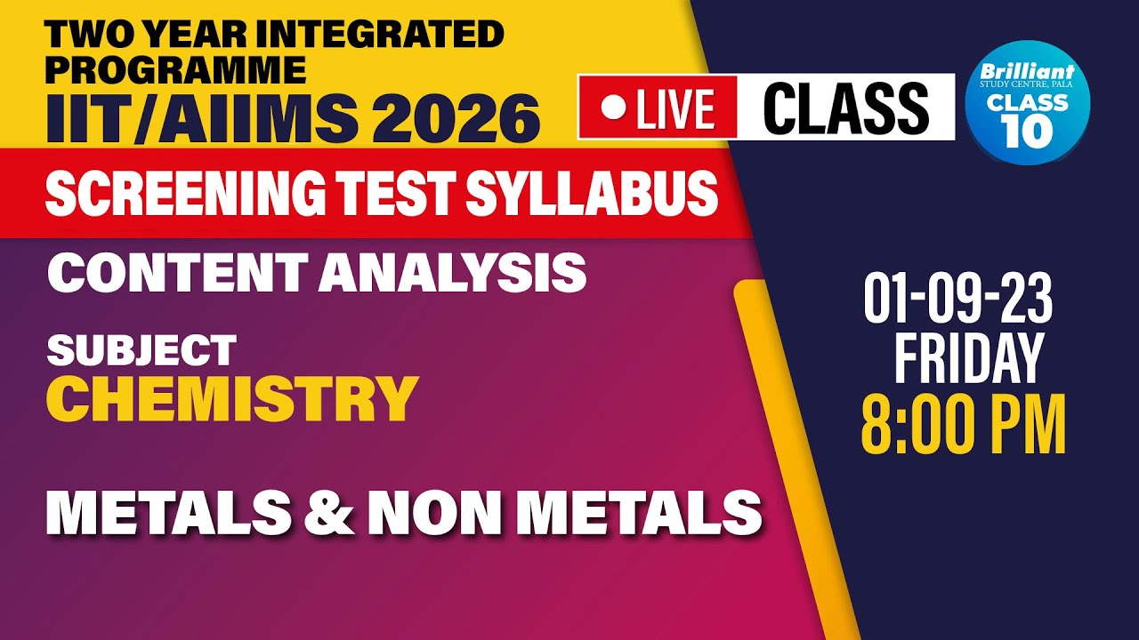 METALS & NON METALS |  LIVE | CHEMISTRY | 01/09/2023 | 08:00 PM