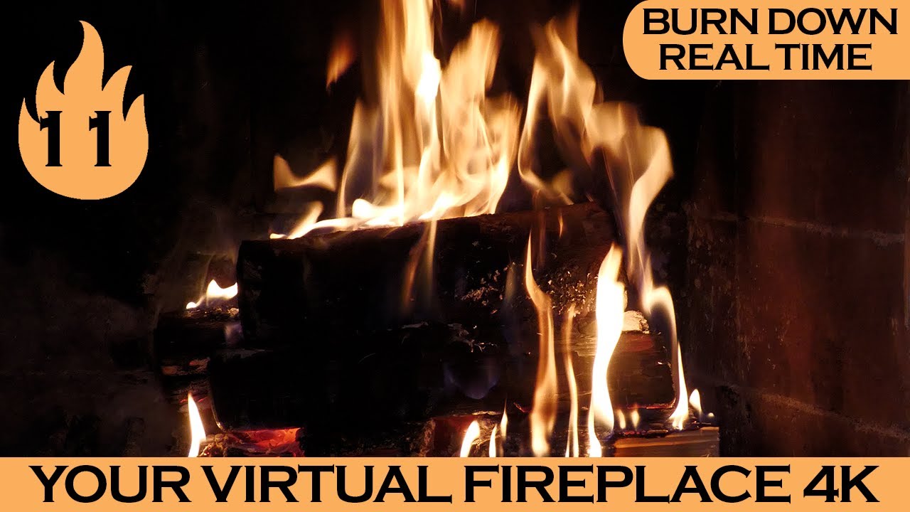 Burn Down in Real Time #11 Wood Logs Burning with Crackling Fire Sounds | Your Virtual Fireplace 4K