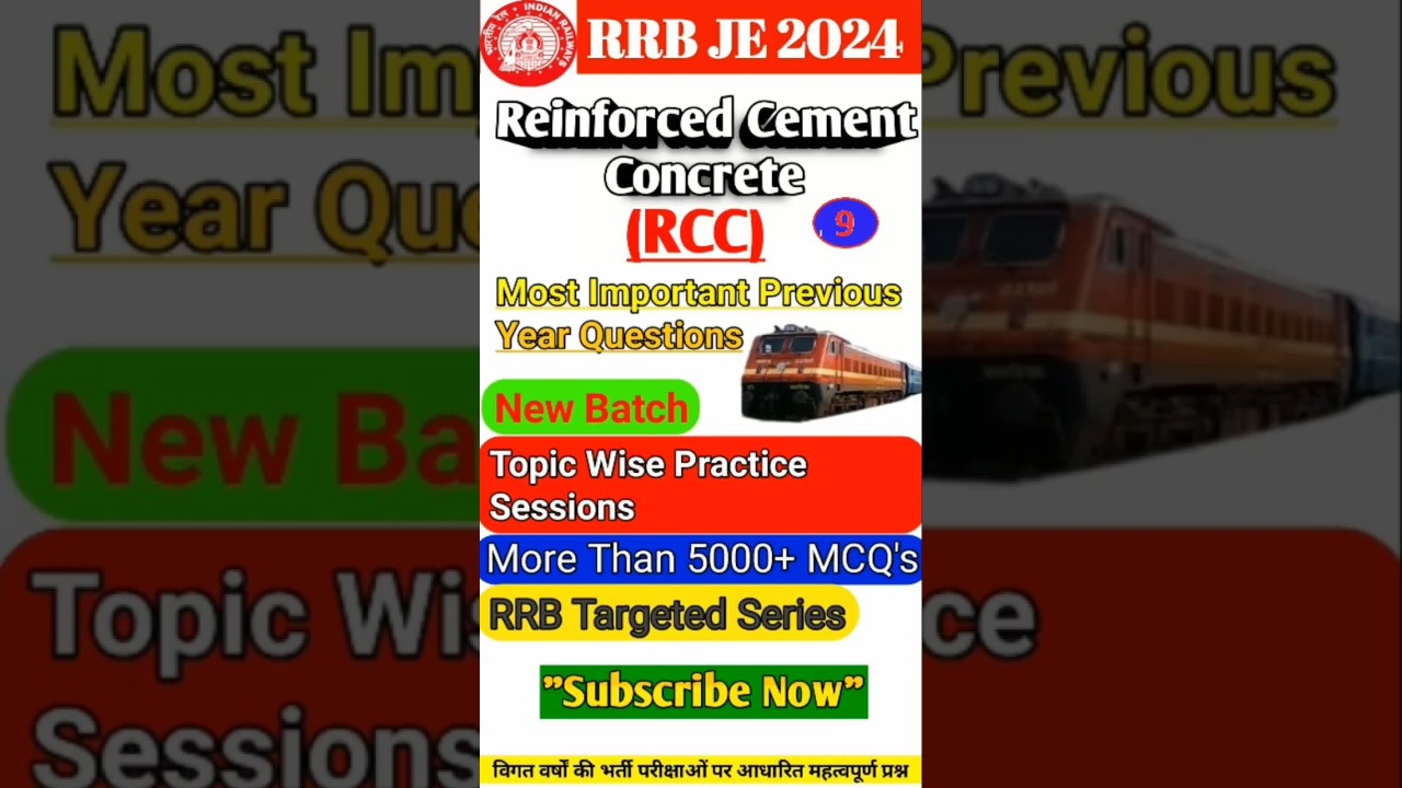 RRB JE-2024 | SSC JE 2024 CBT-2 | RCC MCQ/PYQ | #rrbje2024 #rrbjecivil