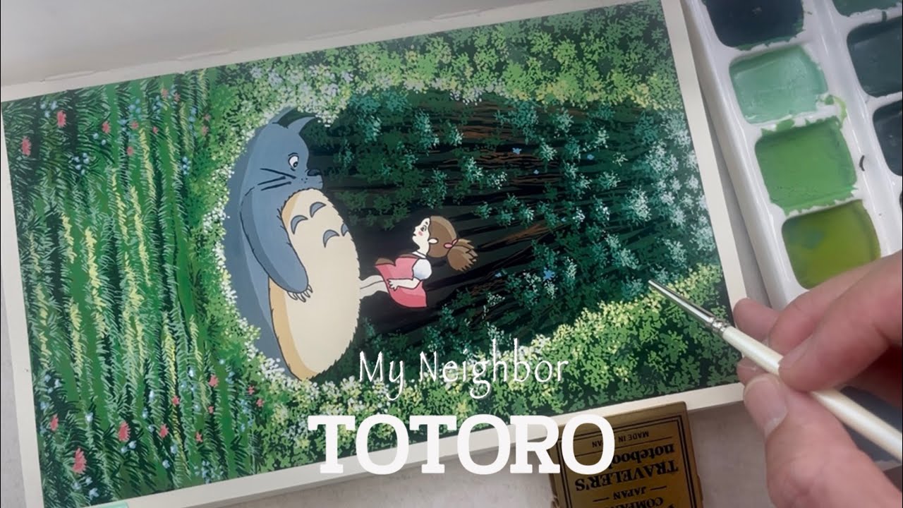 [ASMR + Ghibli Drawing] A Scene from My Neighbor Totoro ｜ Emotional Gouache Drawing