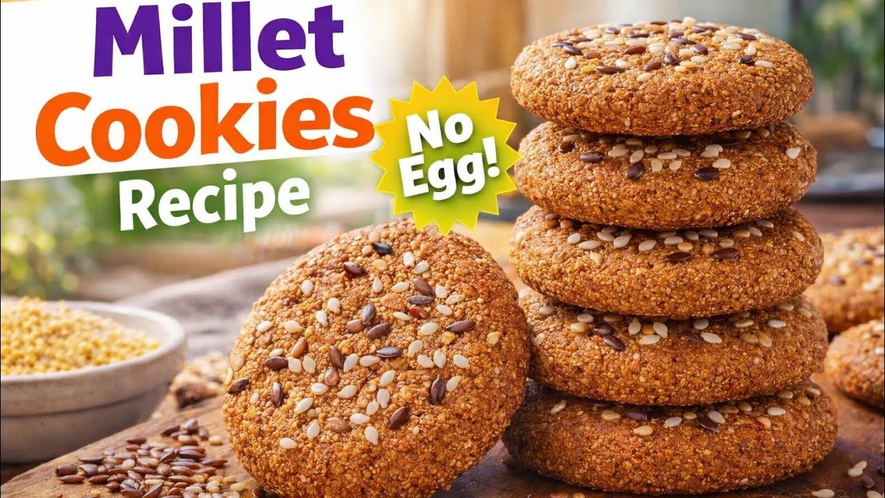 Crunchy Millet cookies recipe | homemade healthy cookies recipe | biscuits recipe