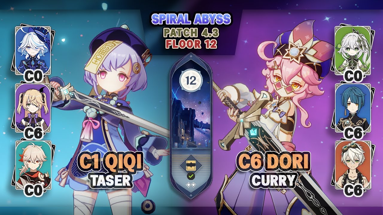 C1 Qiqi Furina Taser & C6 Dori Curry | Spiral Abyss 4.3 Floor 12 - Genshin Impact