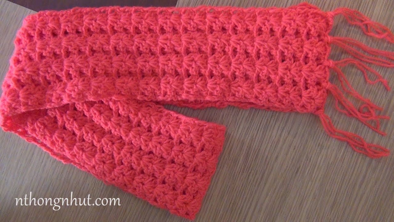 Crochet scarf tutorial (Engsub) I Móc khăn choàng len họa tiết con sò đơn giản