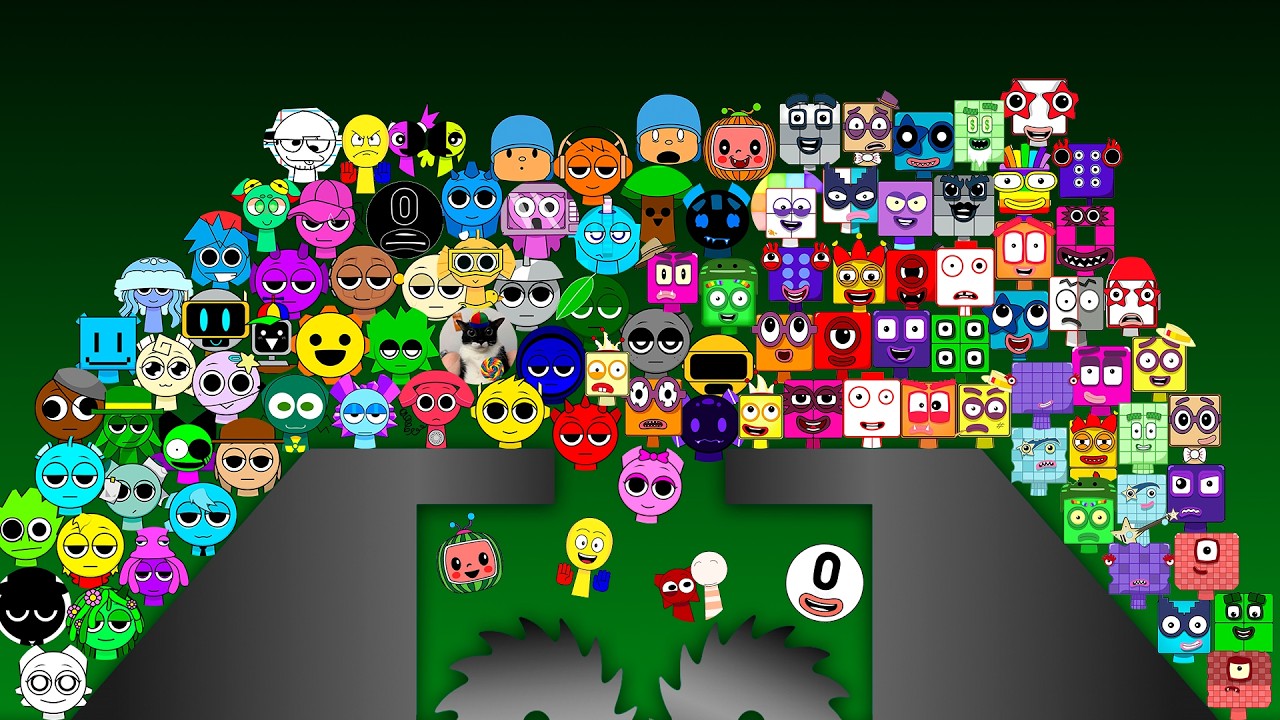 100 + 10 Bonus SPRUNKI VS Sprunki NUMBERBLOCKS Marble Race in Algodoo! Sprunki Marbles Tournament