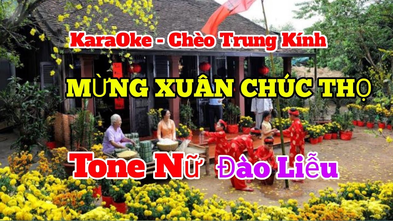 MỪNG XUÂN CHÚC THỌ - TONE NỮ - ĐÀO LIỄU - KARAOKE CHÈO TRUNG KÍNH