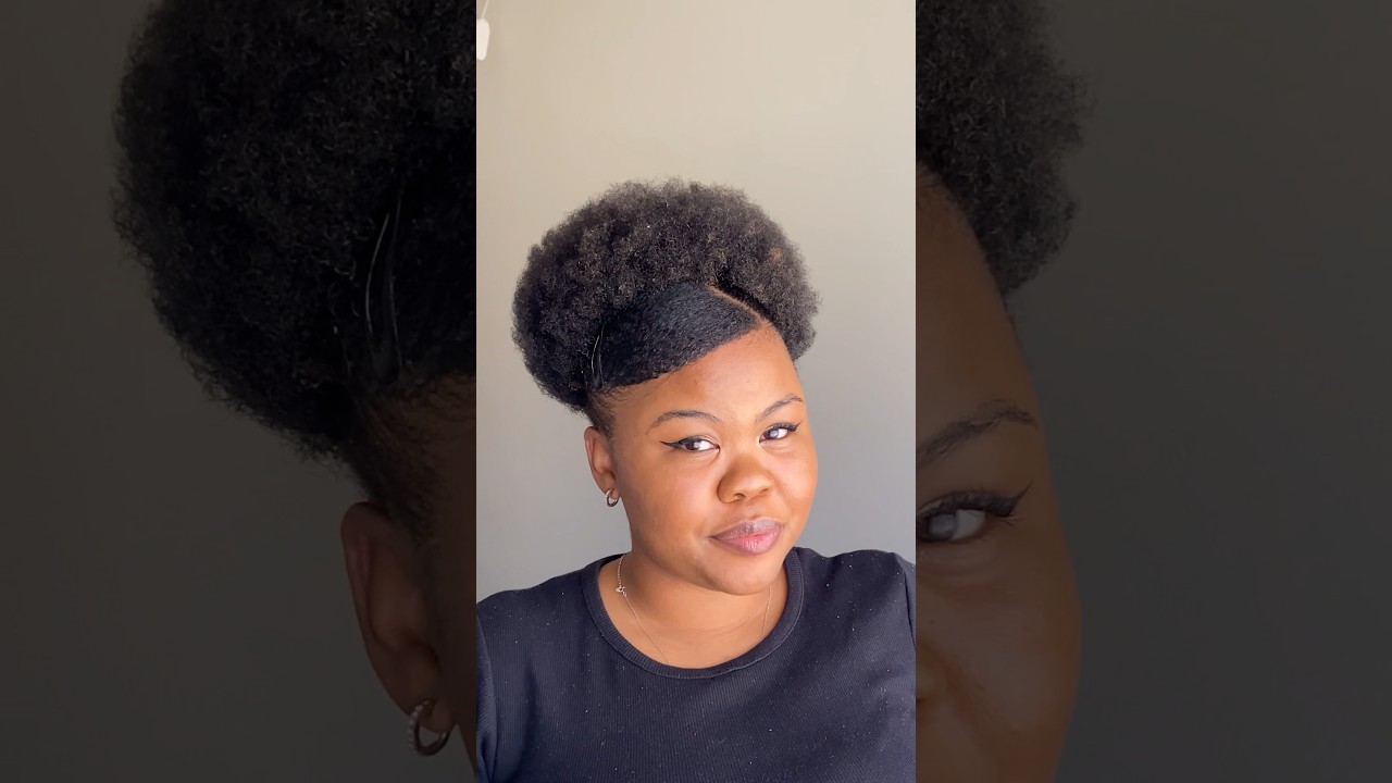 Side swoop with high puff on my type 4 natural hair 🤍🦋 #naturalhair #naturalhairstyles #type4hair