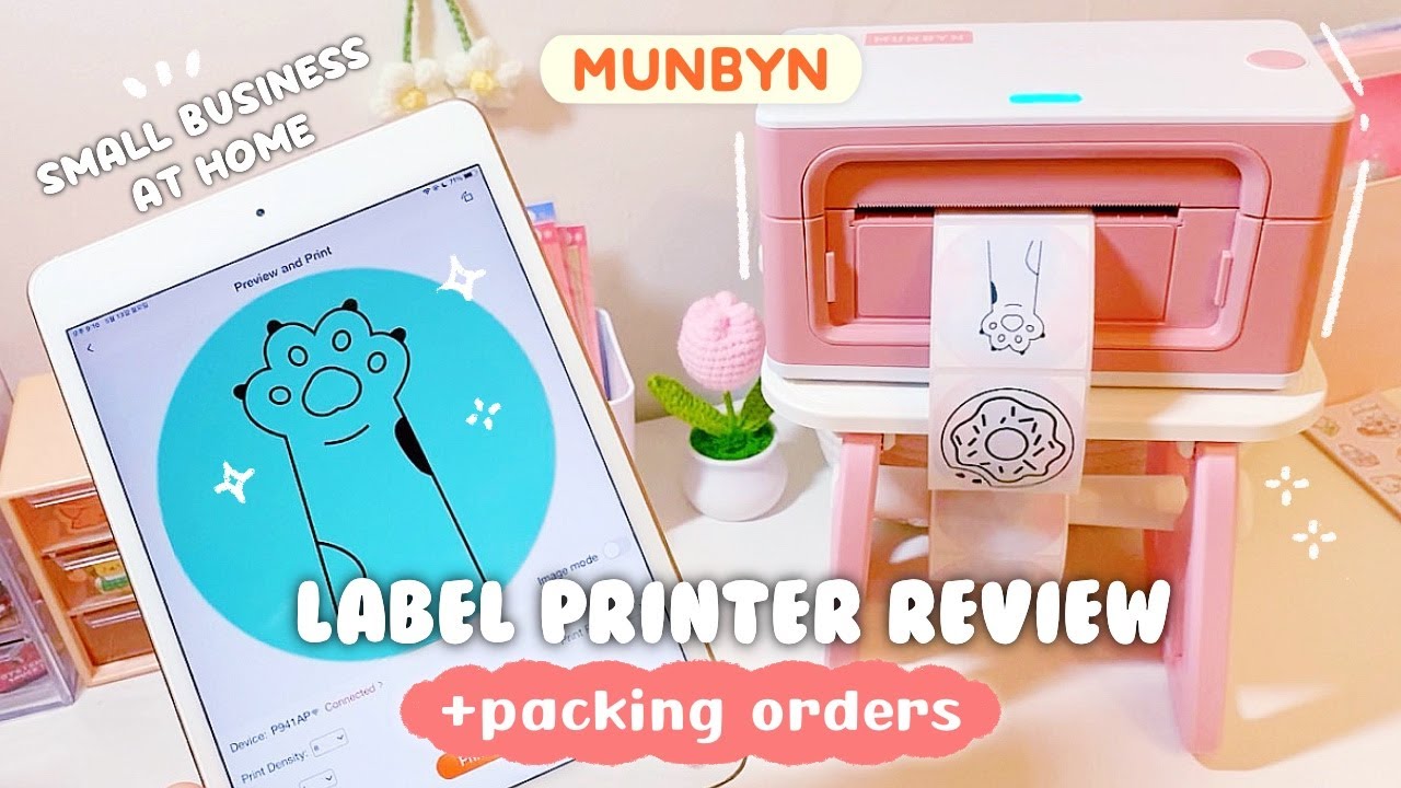 MUNBYN label printer unboxing & review + how I use this for my packing orders | cute stationery shop