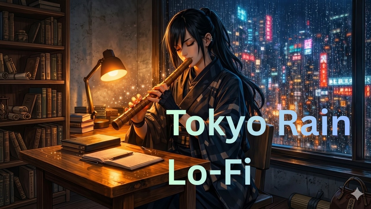 Rainy Tokyo Focus Music | Shakuhachi LoFi for Study & Work