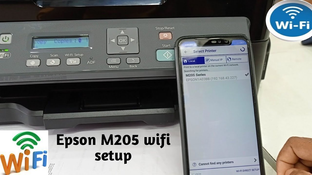 How do I connect WiFi to mobile with Epson M205 | Epson M205 wifi setup