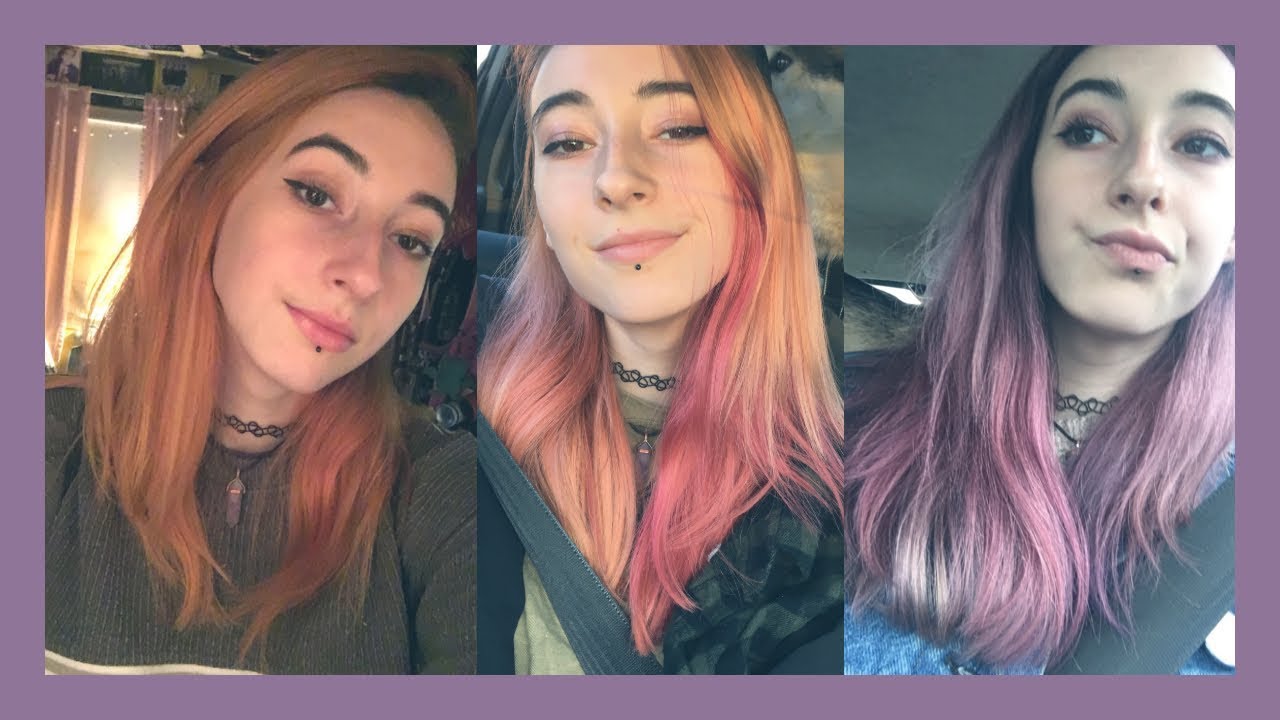 How I Got From Orange/Pink Hair to Lavender Hair with NO BLEACH
