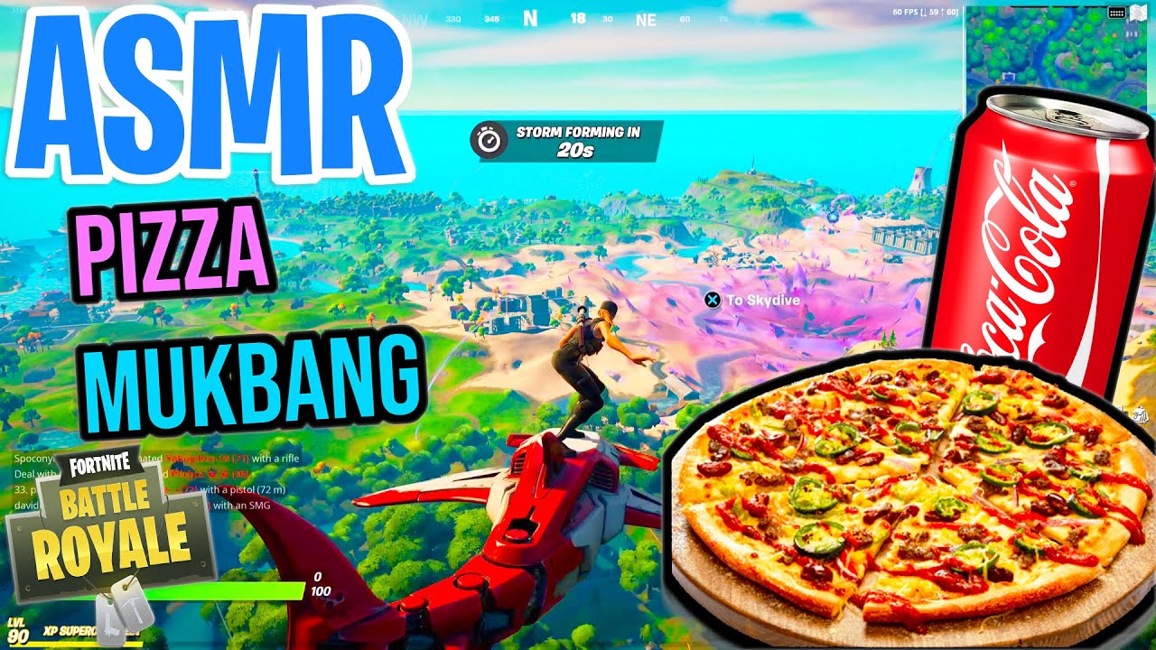 ASMR Gaming 🍕 Fortnite Eating Pizza Mukbang Coca Cola Spectating on PS5 먹방 🎮🎧 Relaxing Whispering 😴💤