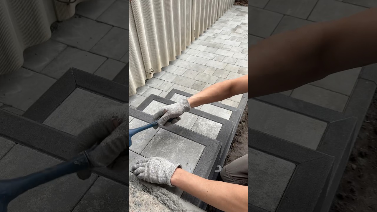 Необычный способ😱 сделать ступеньки #тротуарнаяплитка #builder #стройка #ланшафт #sidewalks