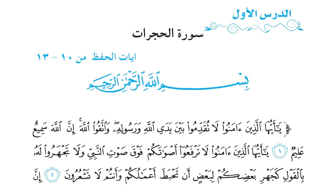 حل مناقشة سورة الحجرات صفحة 105 اسلامية ثالث متوسط - 2026