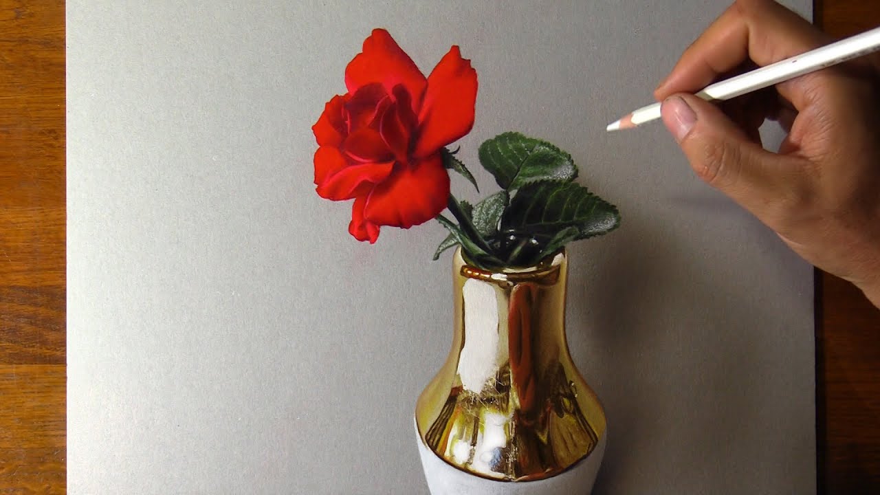 How to draw a red rose - Time Lapse (Long Version)