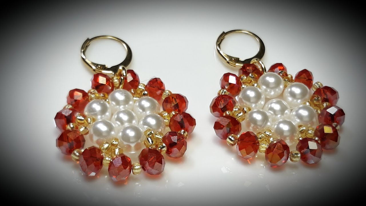 Hermosos Aretes de Cristal y Perlas...Clase #276!!!