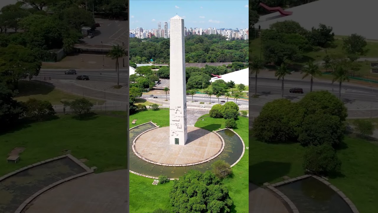 Parque Ibirapuera visto de cima. V&iacute;deo de drone em 4k