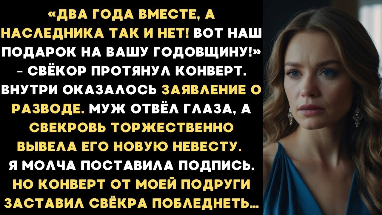 Cвекор протянул заявление о разводе, свекровь вывела новую невесту, но конверт от моей подруги