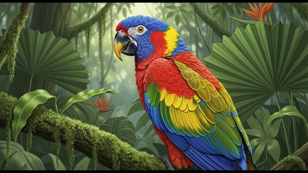 Most Beautiful Green Parrots 🌿 Relaxing Bird Sounds & Peaceful Forest Ambience