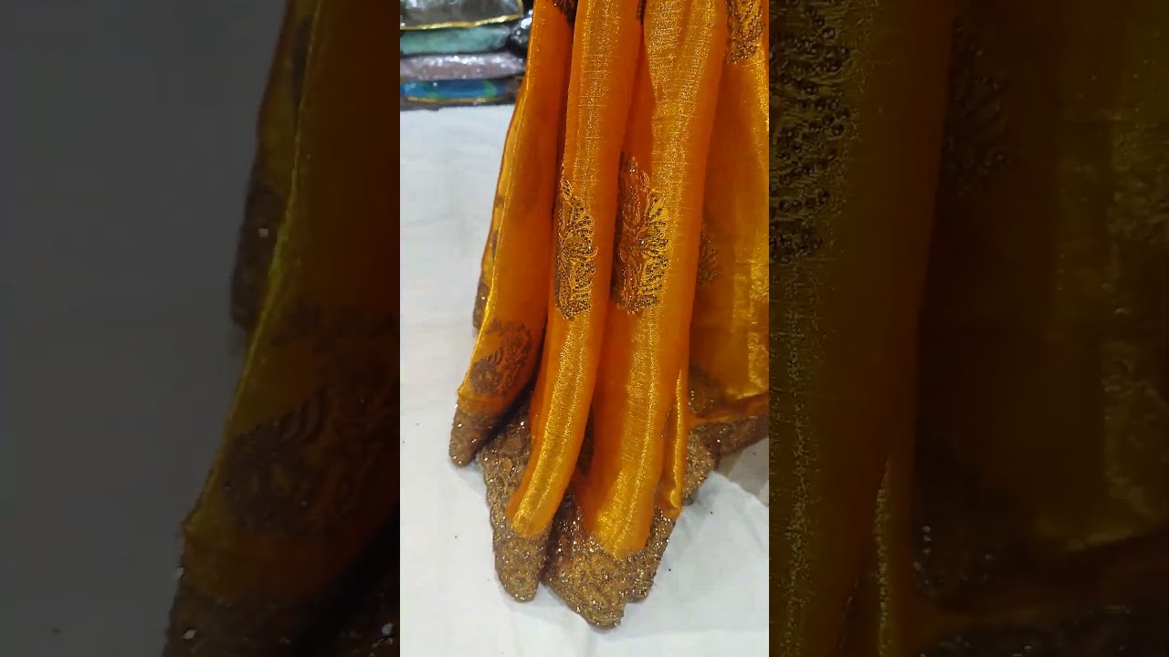 2024new trend saree yellow color pe jari work pe havy saree pls like subscribe🙏 pls like 🙏subscribe🙏
