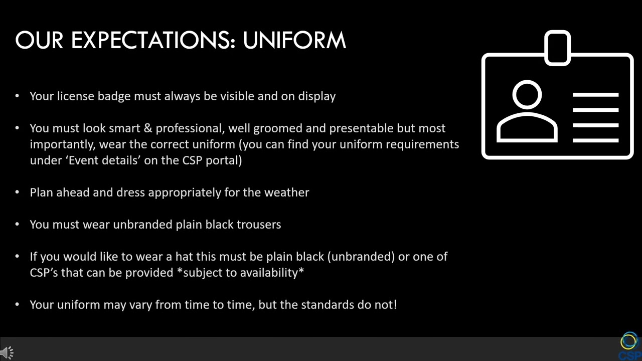 CSP Induction   SIA License holders