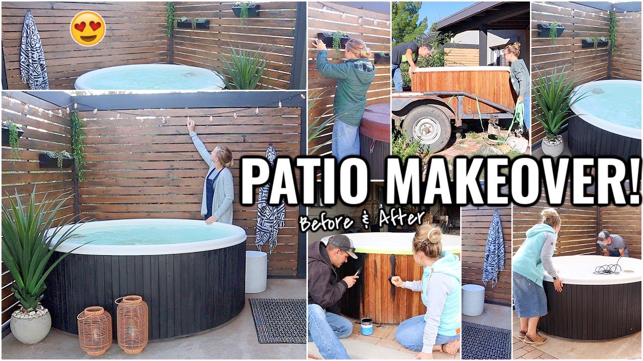 COMPLETE PATIO TRANSFORMATION!!😍 HOT TUB & PATIO MAKEOVER | OUR ARIZONA FIXER UPPER