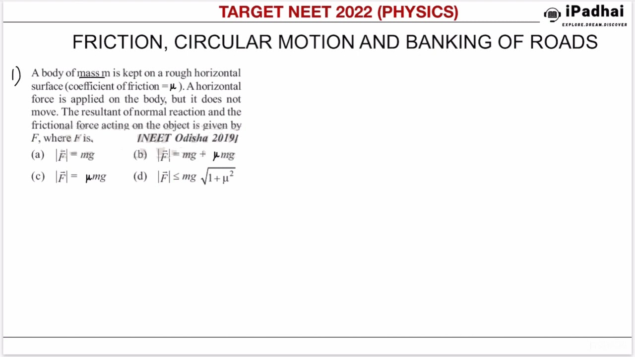 NEET Previous Year MCQ | Friction | Physics MCQ on Friction V-1