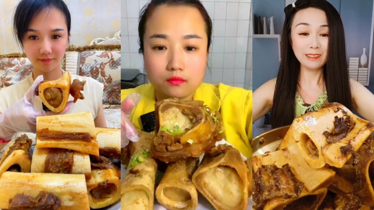 Chinese Food Mukbang Eating Show | Red beef bone marrow | Beef Bone Marrow Challenge #177 (527-529)