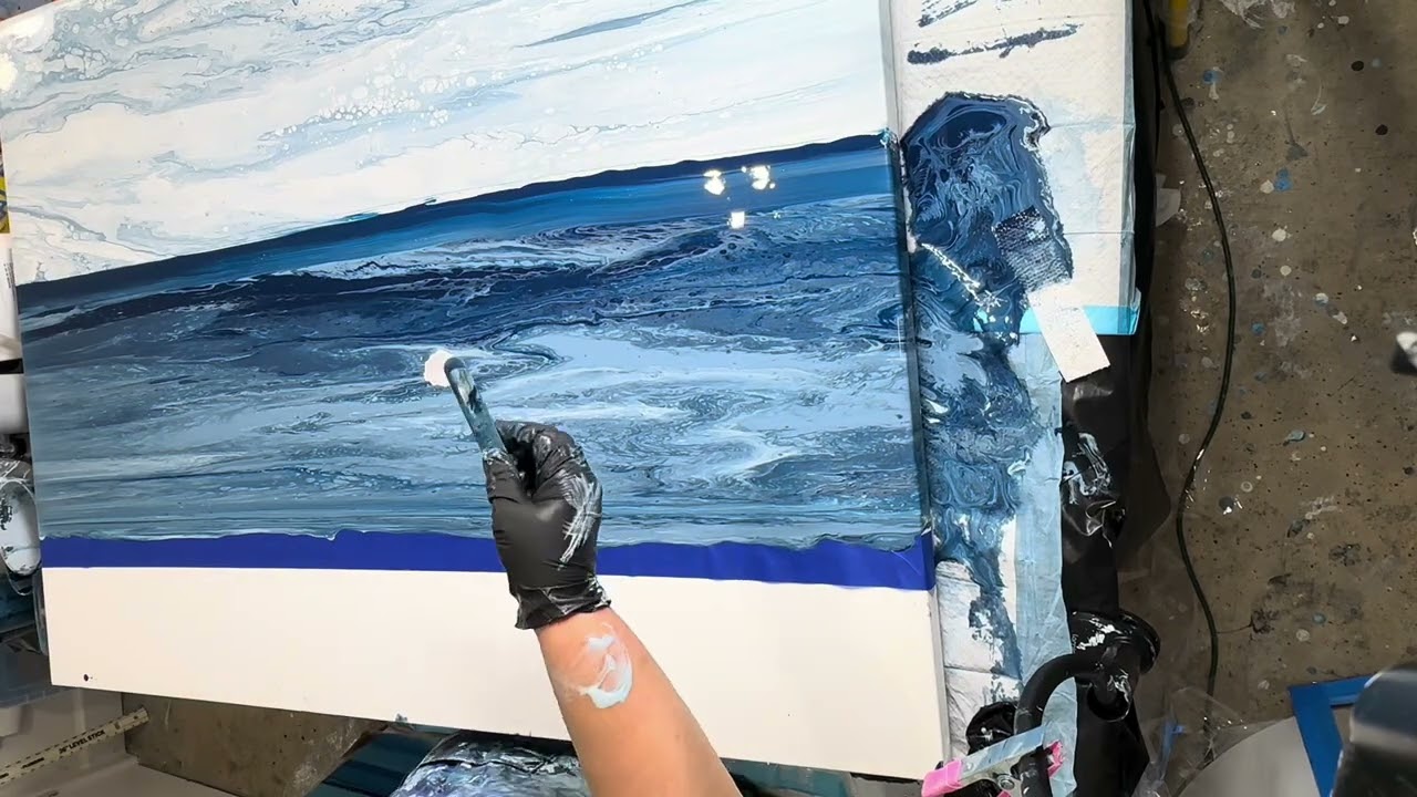 Big Fluid Art Landscape @COZCreationsArt Challenge! #fluidart #paintpouring #art #fluidartist