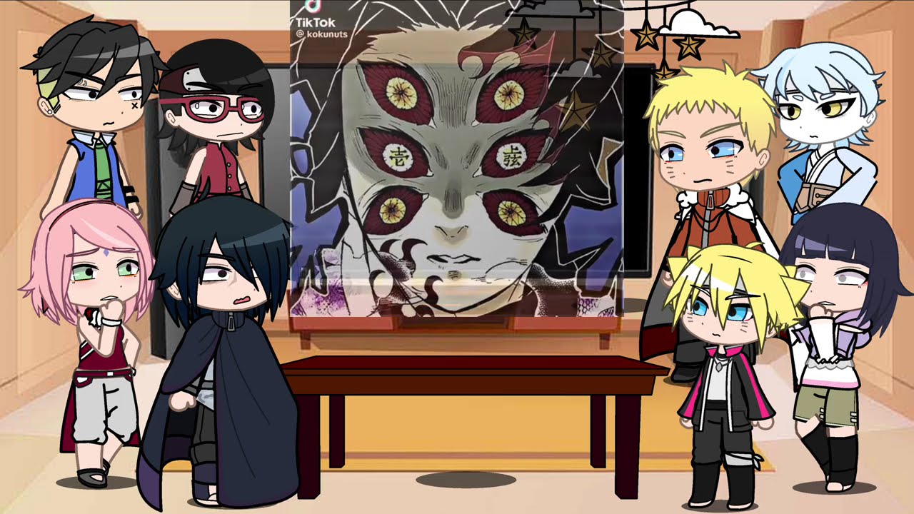 Naruto friends react to naruto as kokushibo | Giyuu | Demon slayer | Sasuke | Gacha life