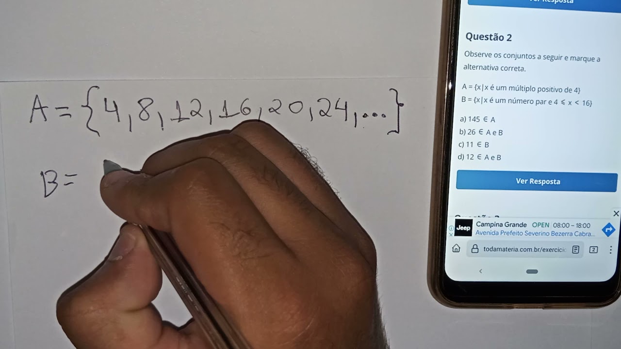 Observe os conjuntos a seguir e marque a alternativa correta. A = {x|x é um múltiplo positivo de ...