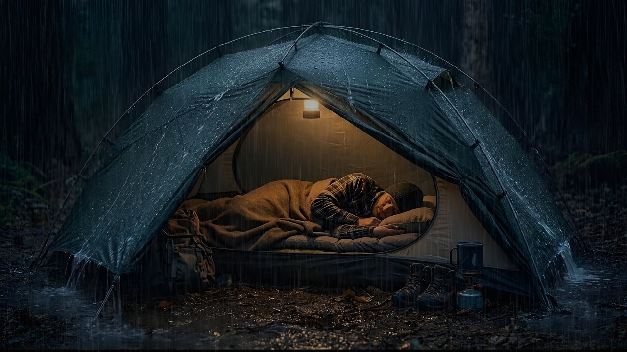 Torrential Rain on a Camping Tent 🌧️ Cozy Forest Night for Deep Sleep