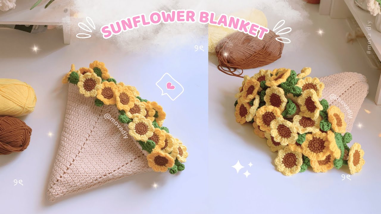 🌻 Вязаный крючком букет из подсолнухов 🌻 Подходит для начинающих — Бесплатная схема — Медленное, ...