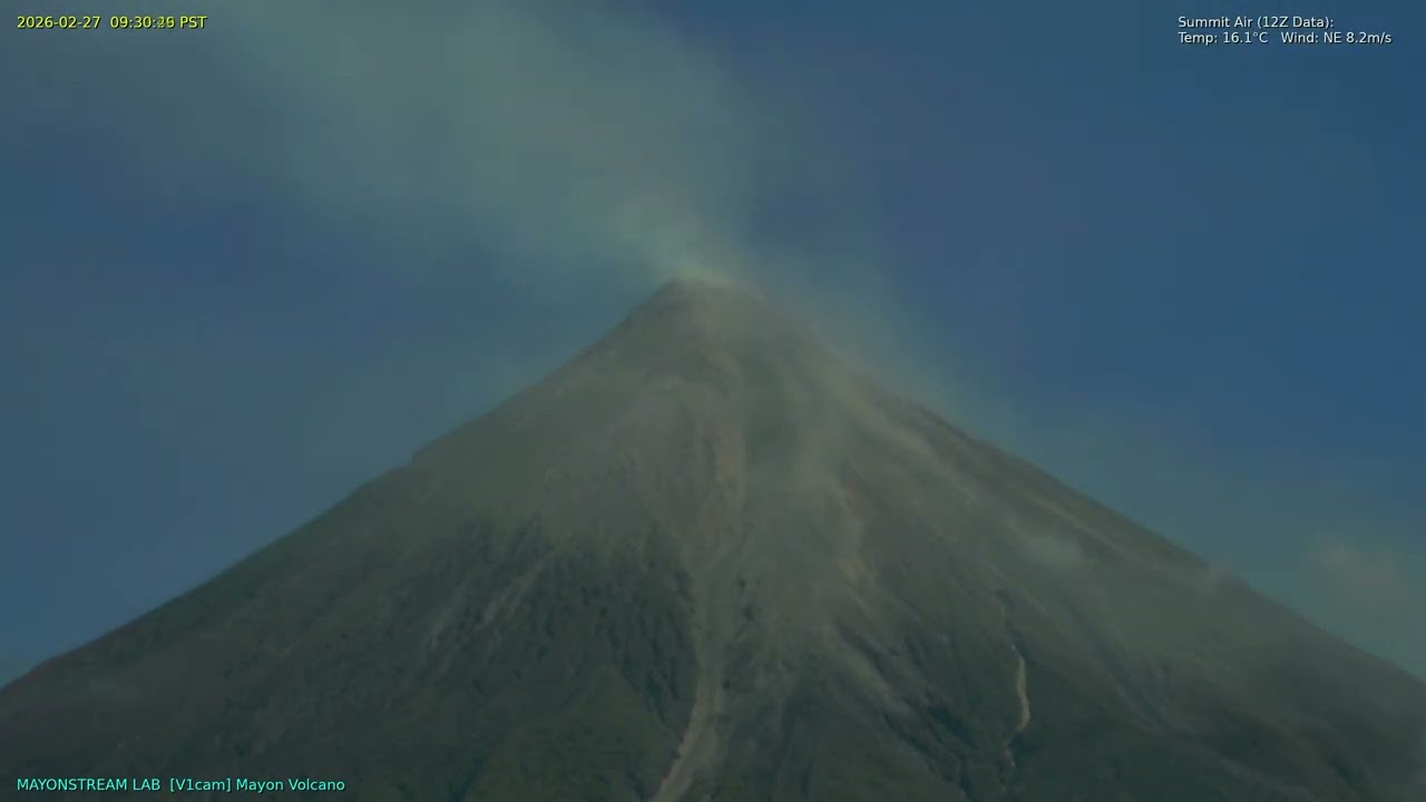 Mayon Volcano: 24-Hour Time-lapse [500x Speed] - February 27, 2026