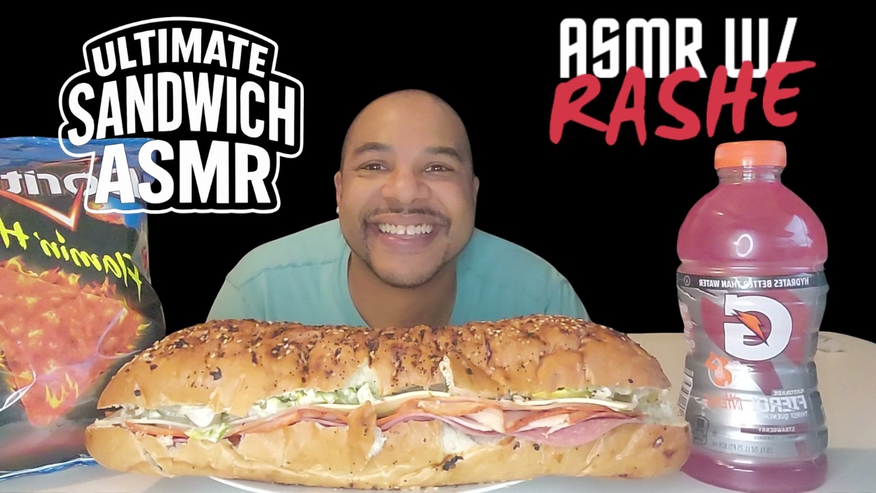 ASMR RASHE 🔥 MEGA SANDWICH + FLAMIN’ HOT COOL RANCH DORITOS | EATING SOUNDS + CHILL VIBES