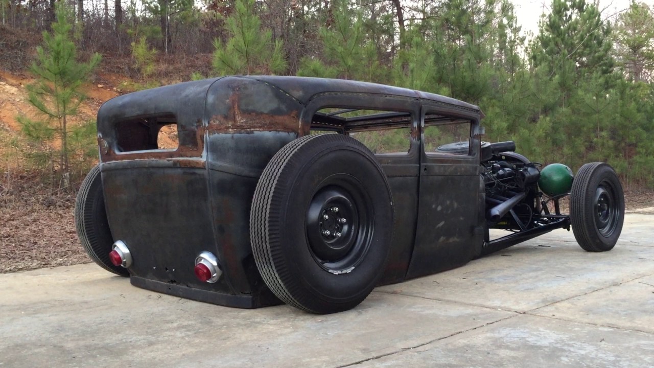 1929 FORD MODEL A SEDAN BAGGED RAT ROD CHOPPED AIR RIDE HOT ROD COUPE