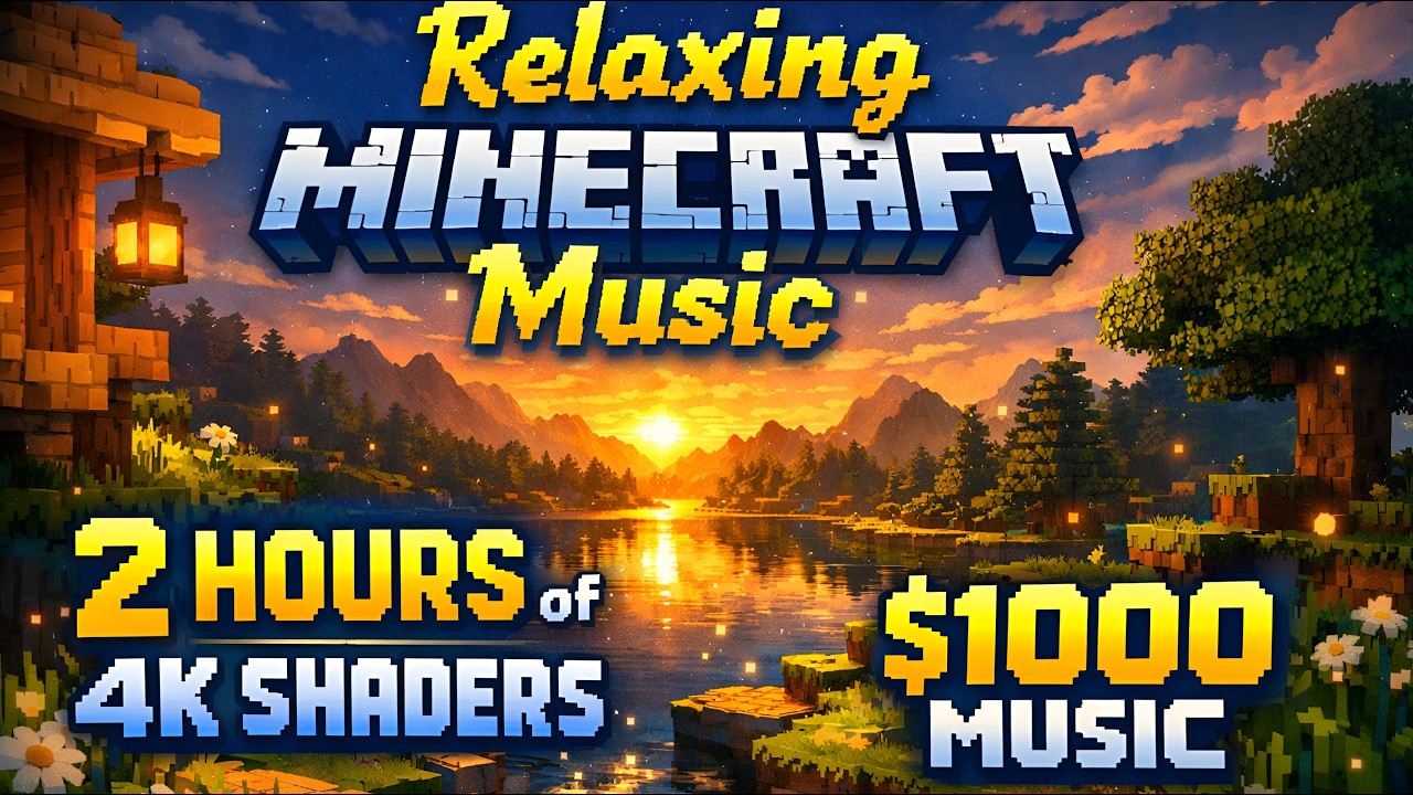 2 hours of calm and relaxing music with Minecraft 4k shaders scenery. Nature calm and relaxing sound