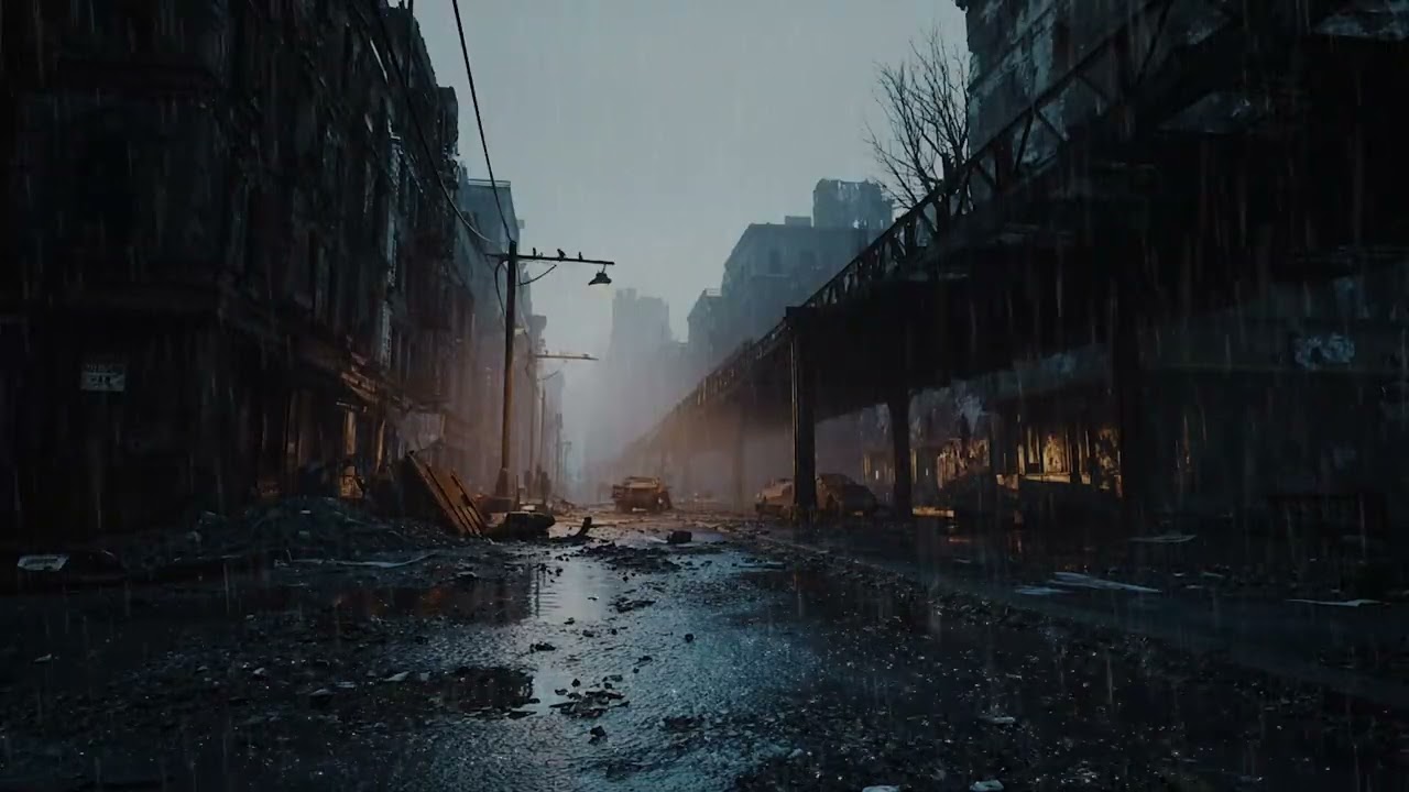 Dark Ambient Rain for Sleep 🌧️ Post-Apocalyptic Dystopian Night