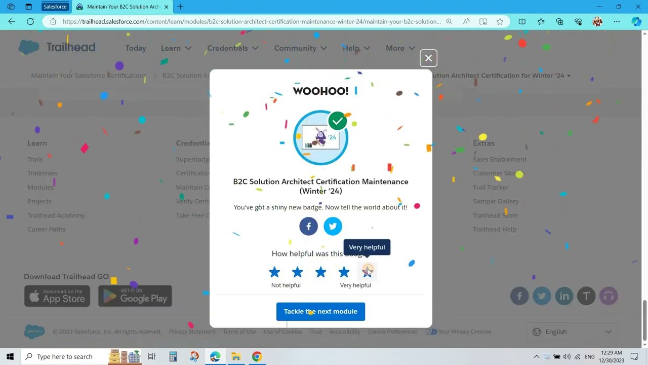B2C Solution Architect Certification Maintenance (Winter '24) || Maintain Salesforce Certifications