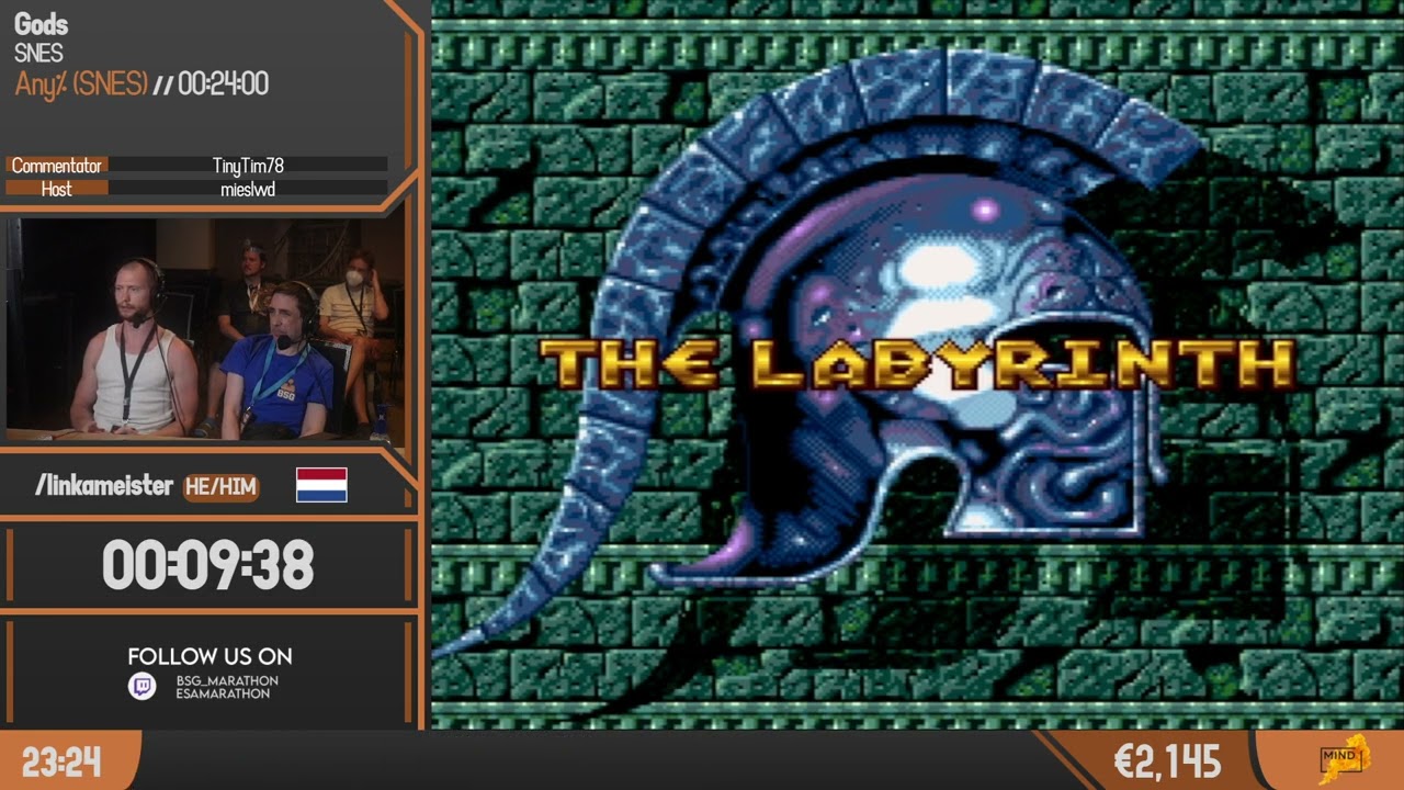 Gods | Any% (SNES) Speedrun by LinkaMeister | BSG Annual 2022