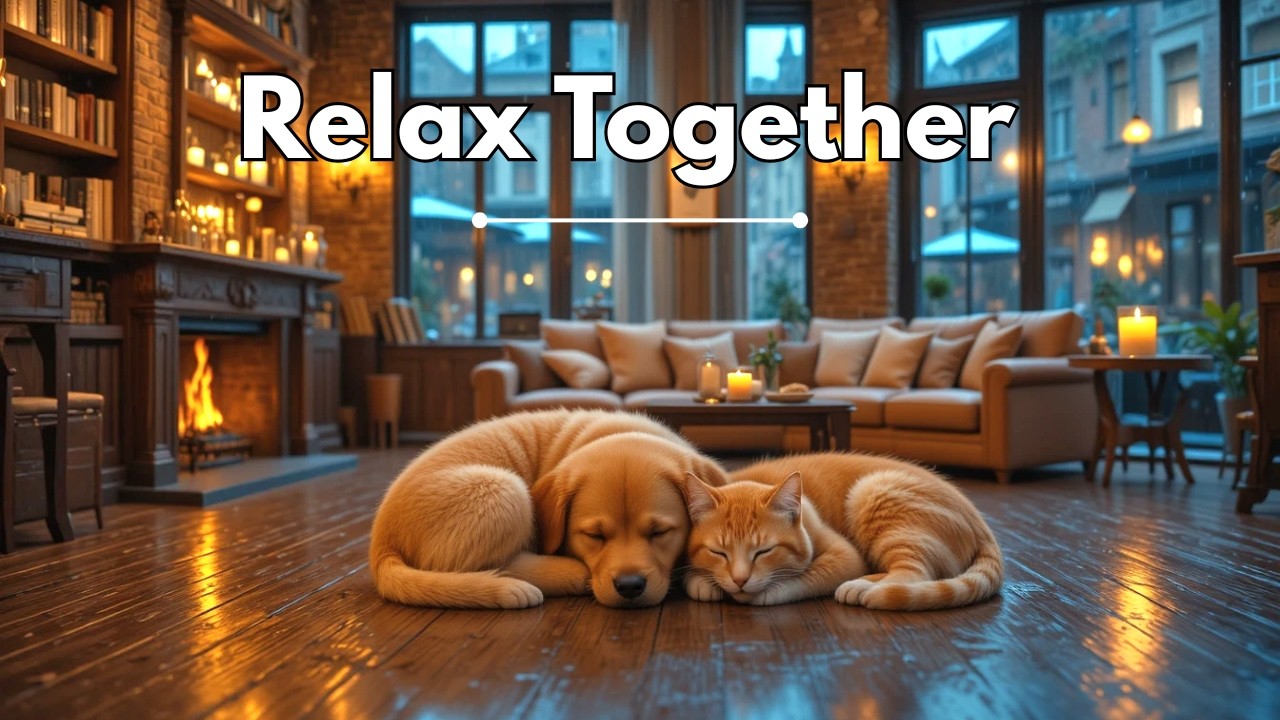 Calm Piano by the Fireplace 🐾 Puppy & Kitten Ambience