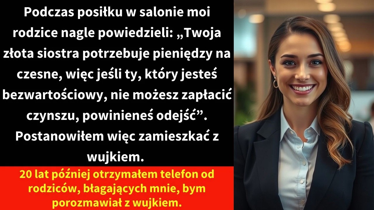 Podczas posiłku w salonie moi rodzice nagle powiedzieli: „Twoja złota siostra potrzebuje pieniędzy