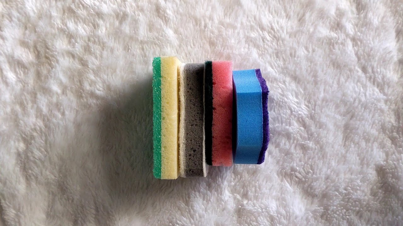 ASMR Sponge 🧽 Dry Sounds and Dry Bulk Ripping Various Kitchen Sponges 🧽 100 Subscribers!