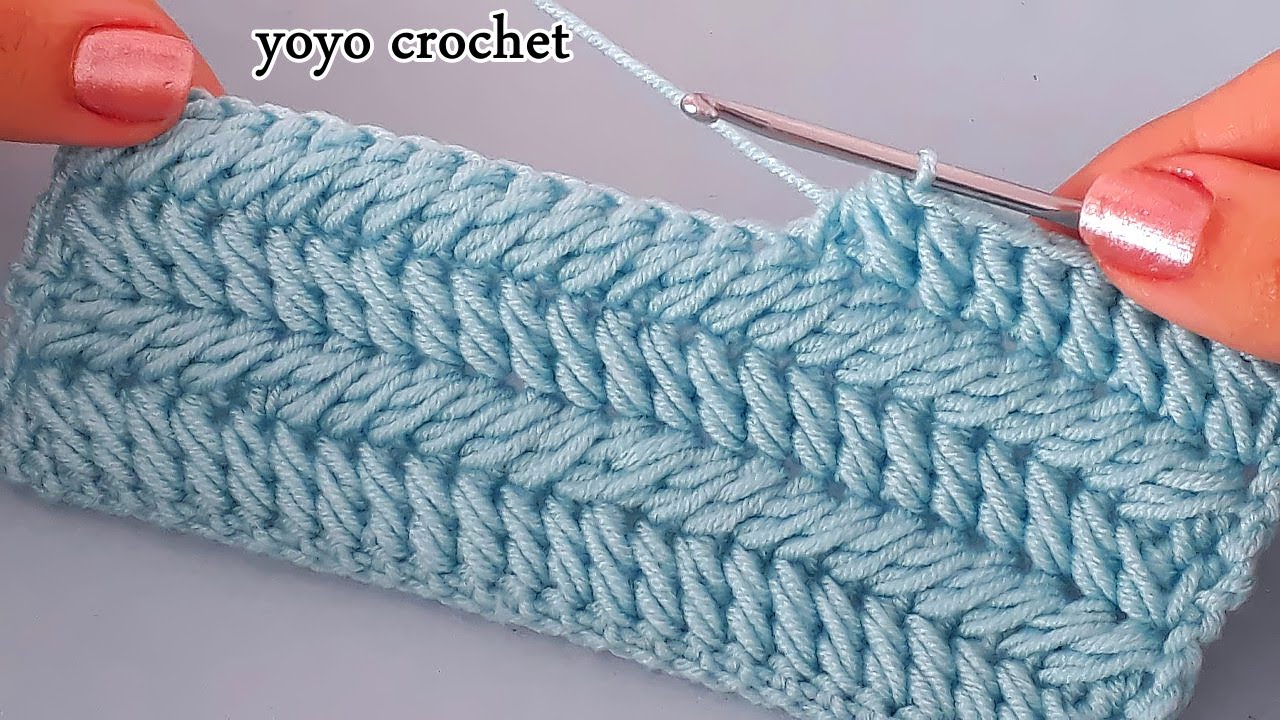 كروشية غرزة رائعة !!! للكوفيات والشنط / تكرار سطر واحد فقط  -  crochet amazing stitch#يويو_كروشية