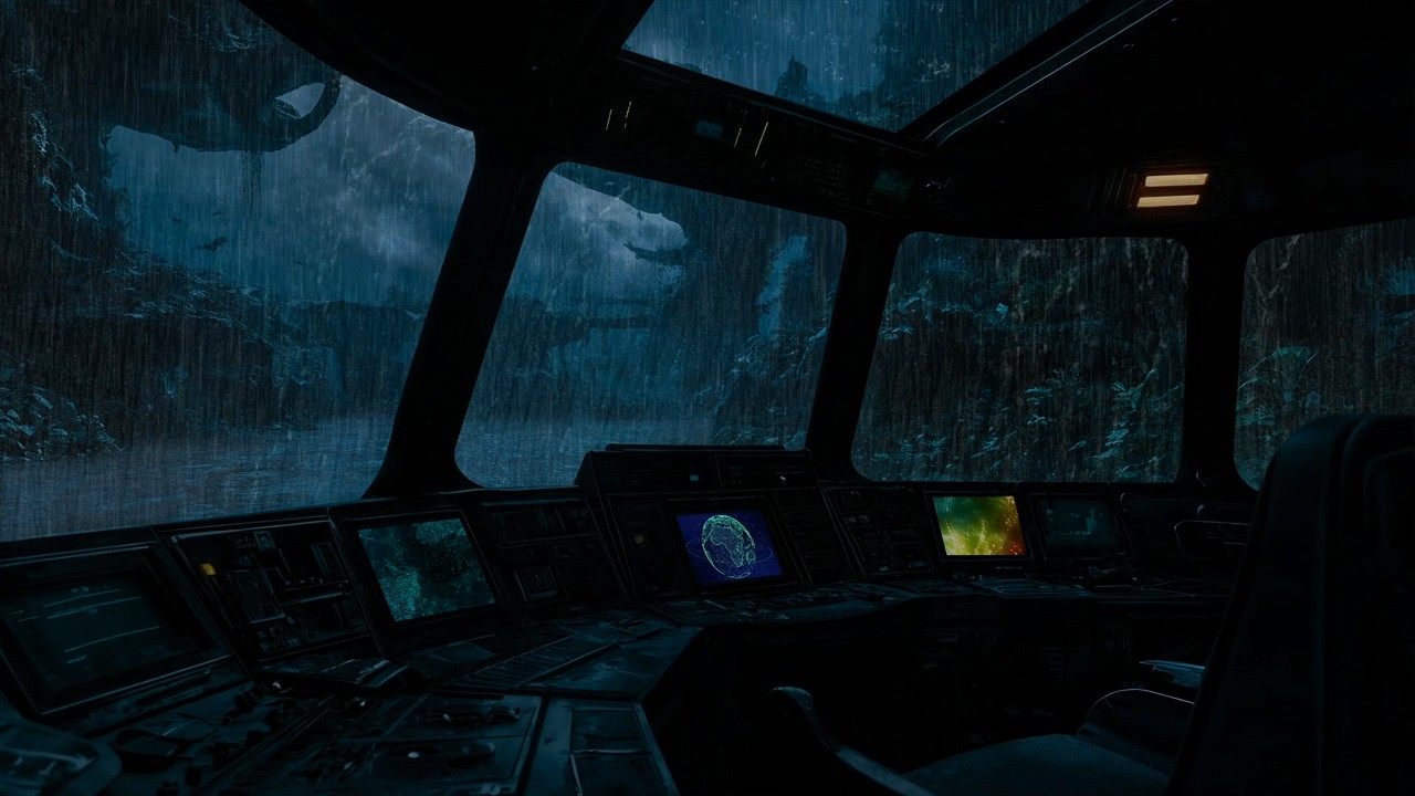 Heavy Rain & Continuous Thunder on Window Overlooking Ancient Ruins | Deep Sleep & Mind Calm