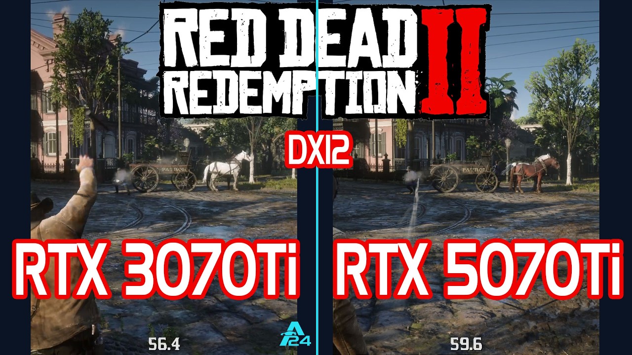 [2K] DX12, RTX 3070Ti vs RTX 5070Ti, DLSS off, Red Dead Redemption 2 benchmark, test 2K, i7-10700F