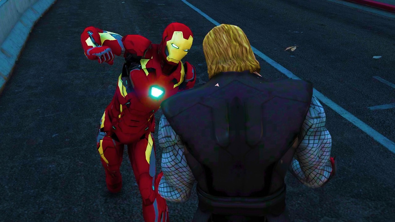 GTA 5 Ultimate Graphics Mod Iron Man VS Thor Fight