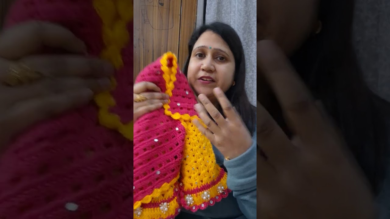 राधा कृष्ण जी की सुंदर क्रोशिया पोशाक  Handmade Dress Design Radha Krishna Ji Crochet Dre 9557072251